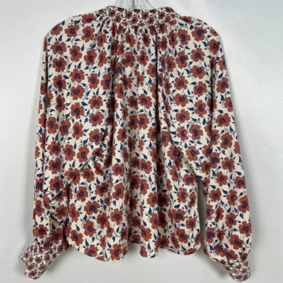Levi's Blouse Top Gillian Mockneck Floral Pattern Puff Sleeve Size S - Picture 5 of 8